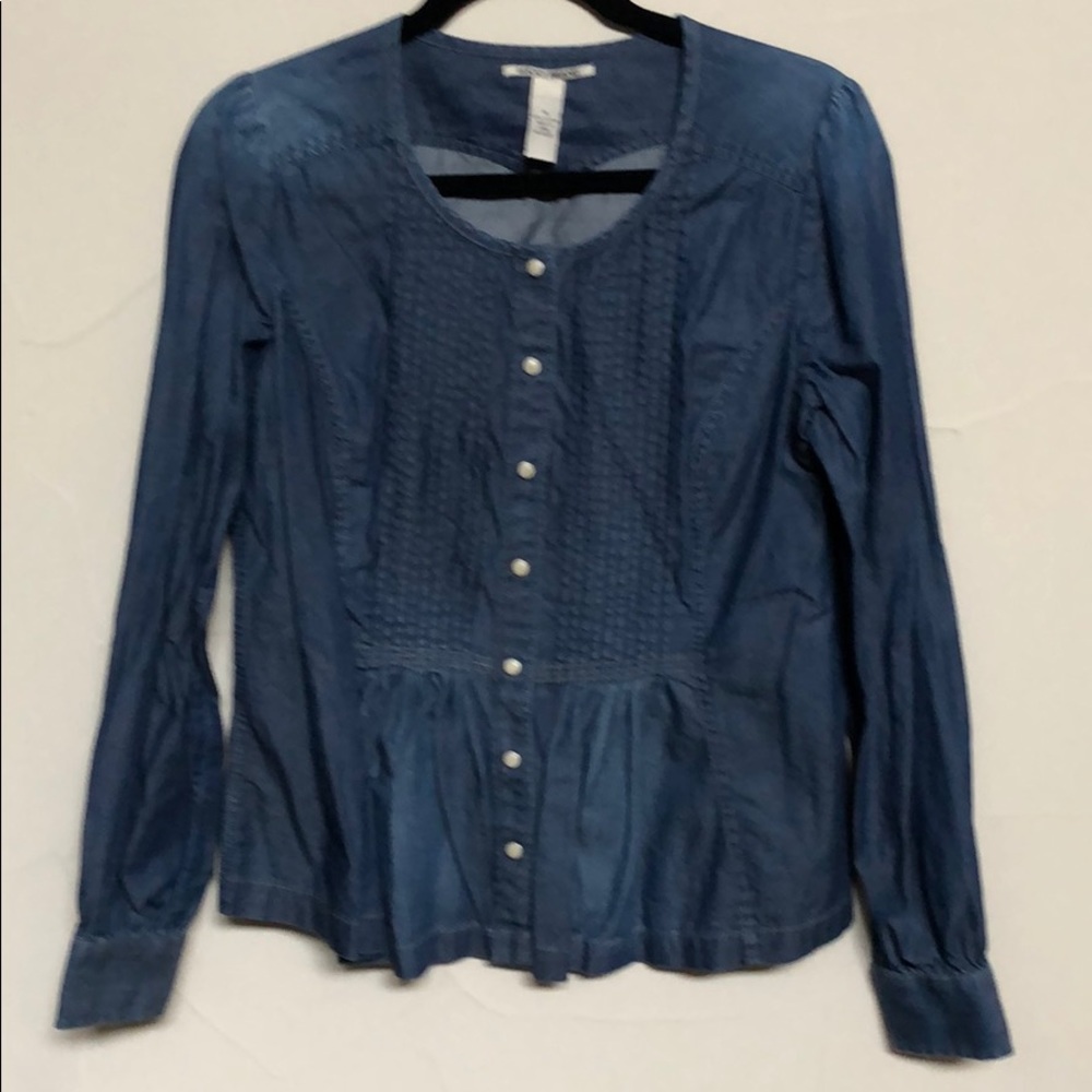 Lucky Brand denim pin tucked top
